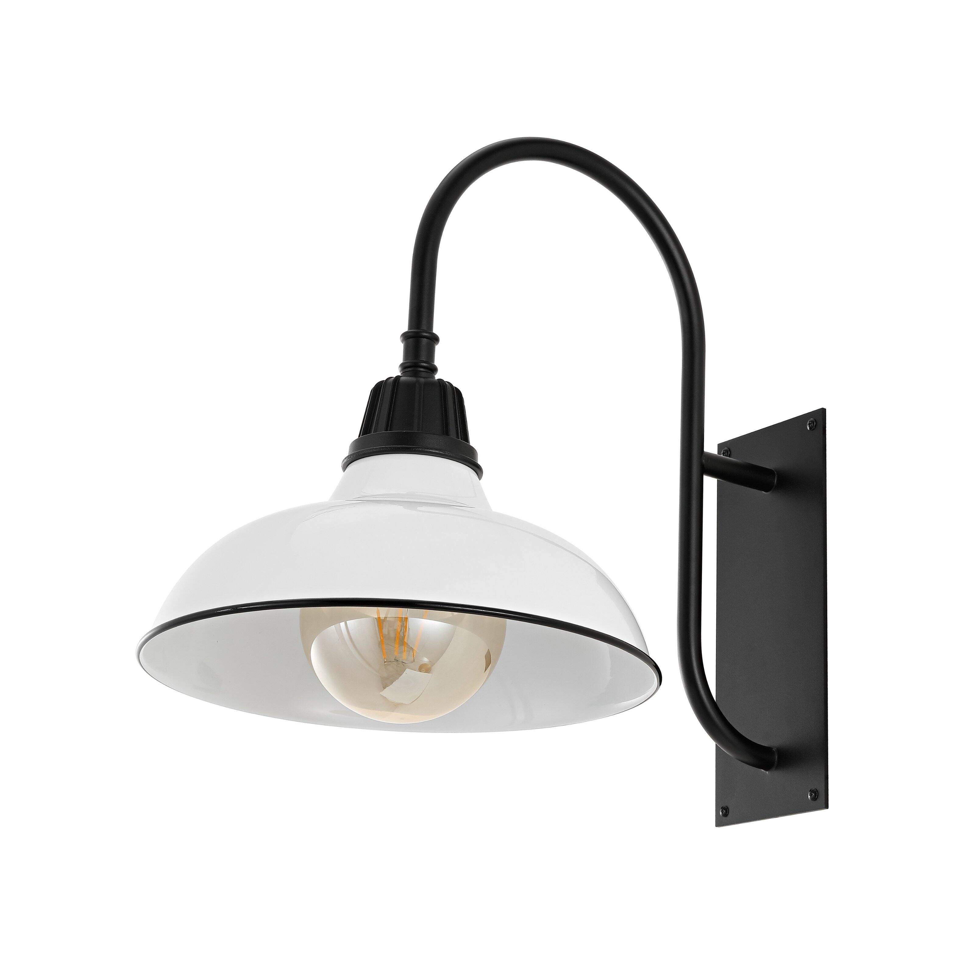 Alt View 5. Jonathan Y - Stanley 12.25" 1-Light Farmhouse Industrial Indoor/Outdoor Iron LED Gooseneck Arm Outdoor Sconce, White - White/Black.