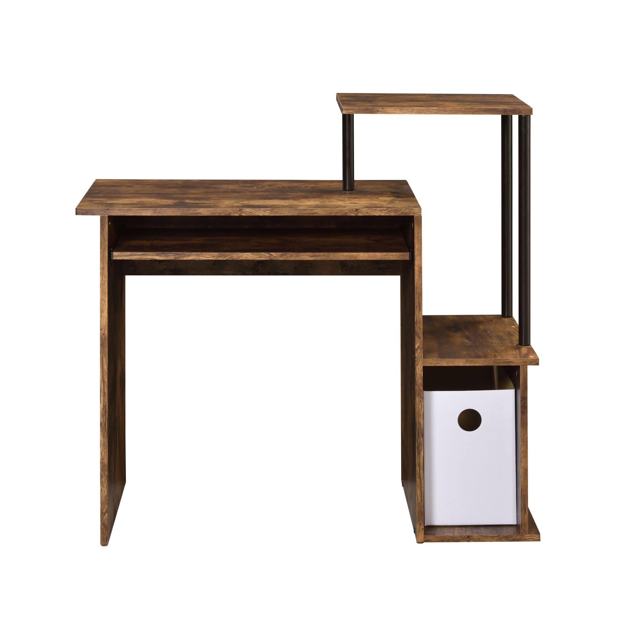 Alt View 1. GOODSILO - Modern Computer Desk with Keyboard Tray and Storage Compartment - Black+Oak.