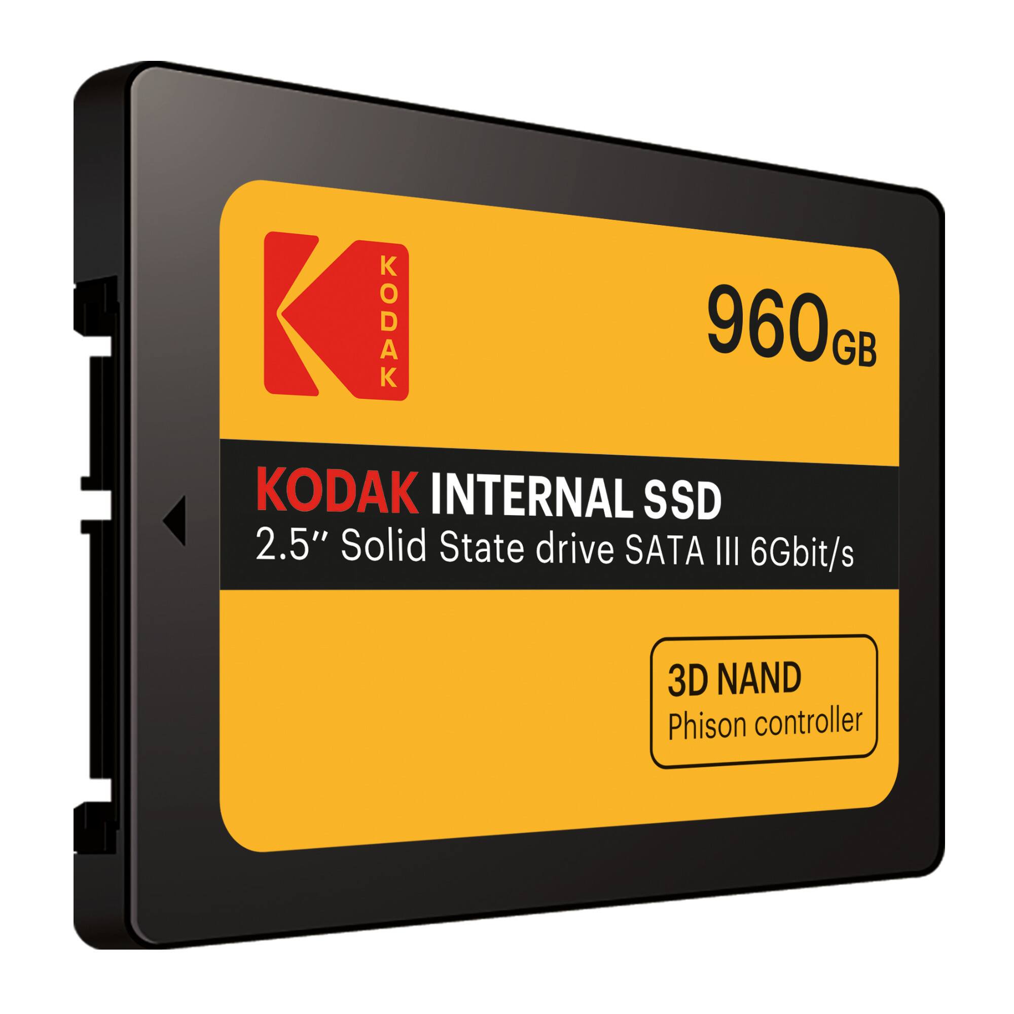 KODAK INTERNAL SSD  
960 GB  
2.5" Solid State drive SATA III 6Gbit/s  
3D NAND  
Phison controller