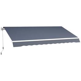 Outsunny - 12' x 8' Retractable Awning Patio Awnings Sun Shade Shelter with Manual Crank Handle, 280g/m² UV - Dark Gray
