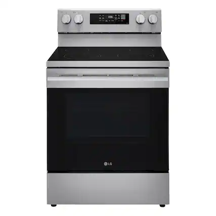 Front. LG - 6.3 Cu. Ft. Freestanding Electric Convection Smart Range with Air Fry and WideView Window - Stainless Steel.