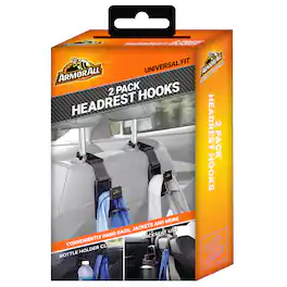 Armor All - Headrest Hooks for Cars, 2-Pack of Grocery Bag and Purse Hangers for Vehicles, Universal Fit - Black