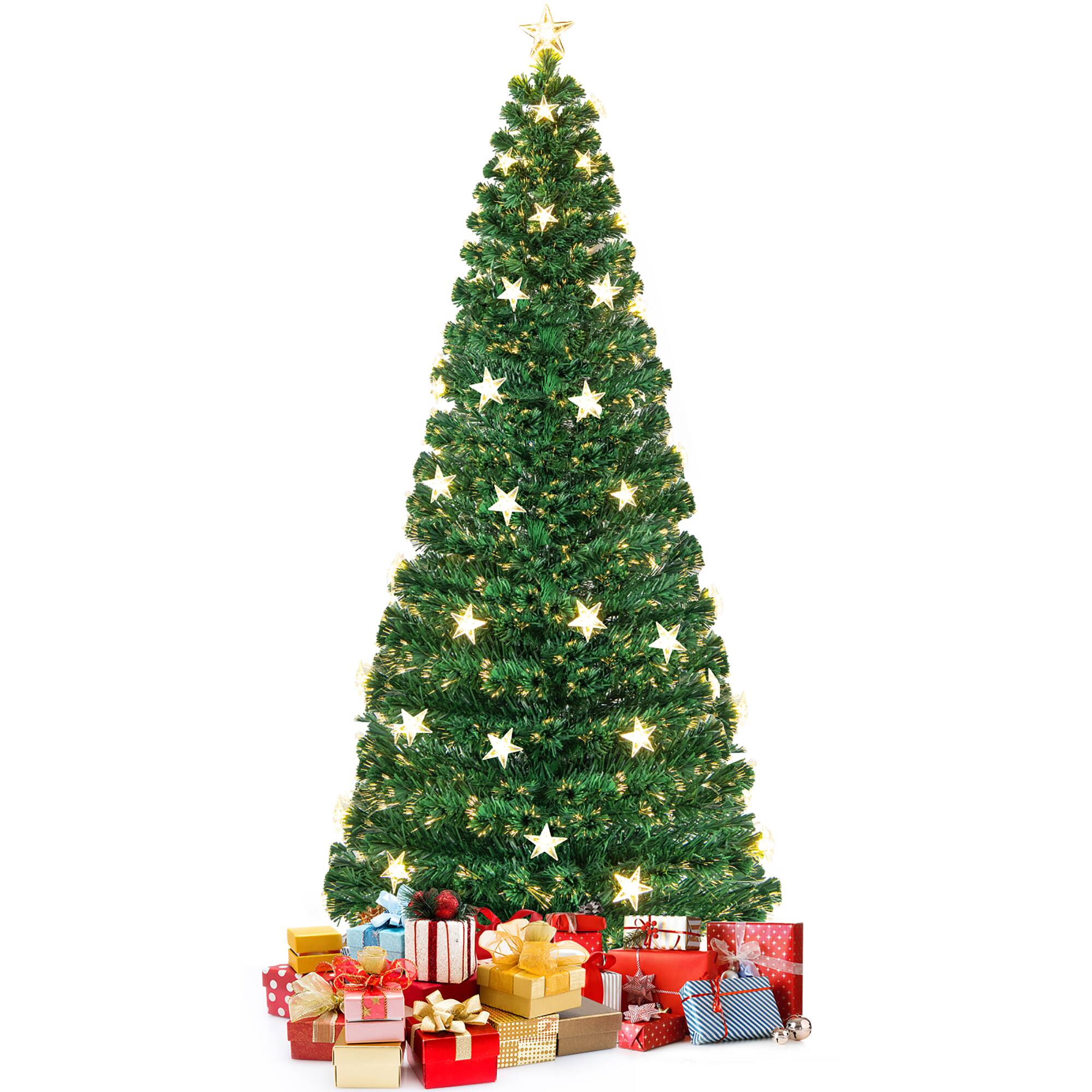 Alt View 9. Gymax - Gymax 7 FT Fiber Optic Artificial Christmas Tree Lighted Christmas Tree w/ 40 Star LED Lights & 280 Branch Tips - Green.