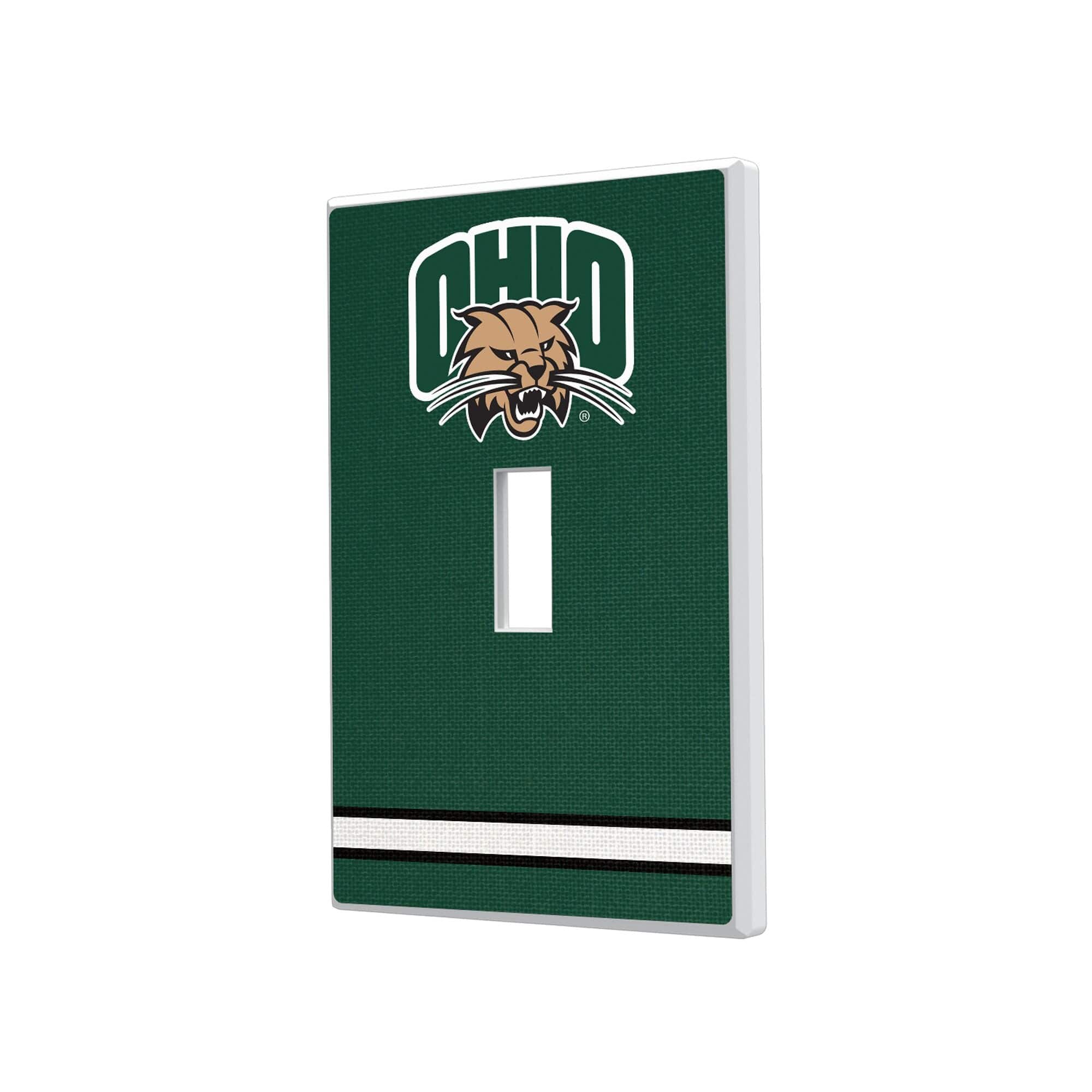 Keyscaper - Ohio Bobcats Stripe Design Single Toggle Light Switch Plate - Multicolor