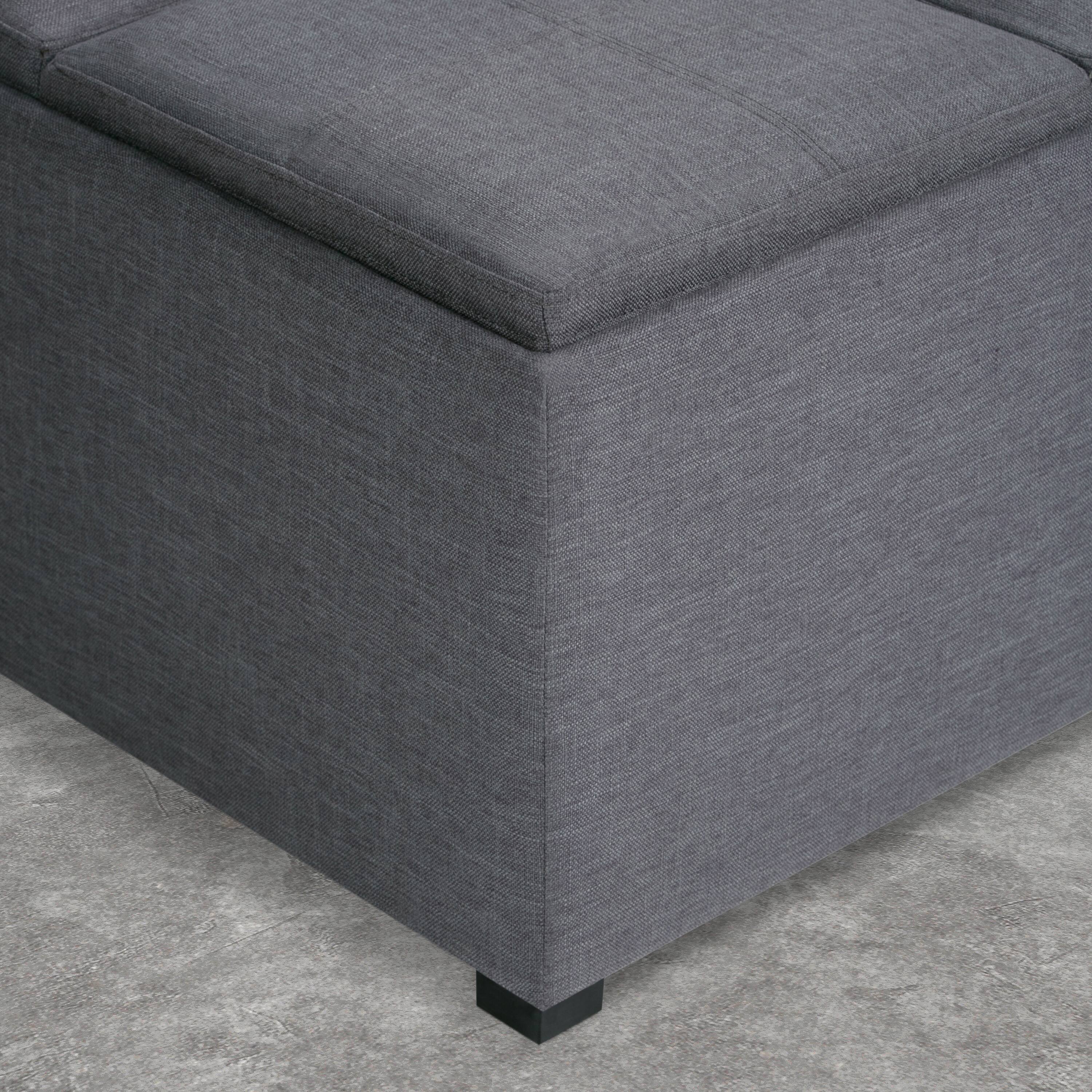 Alt View 1. Simpli Home - Avalon 35 inch Wide Solid Wood Coffee Table Storage Ottoman, Flint Grey - Flint Grey.