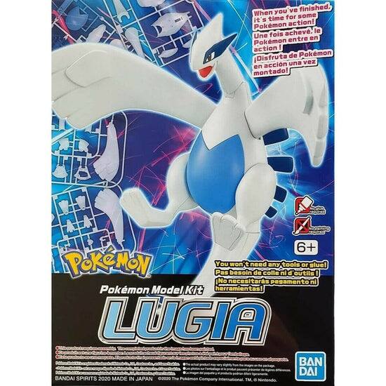 You've finished. When some it's time for Pokémon action!  
Une fois achevé, c'est le moment de Pokémon action!  
Disfruta de Pokémon acción una vez montado!  

You won't need any tools or glue!  
No necesitarás pegamento ni herramientas!  

Pokémon Model Kit  
LUGIA  

6+  

BANDAI SPIRITS 2020 MADE IN JAPAN  
The Pokémon Company International TM