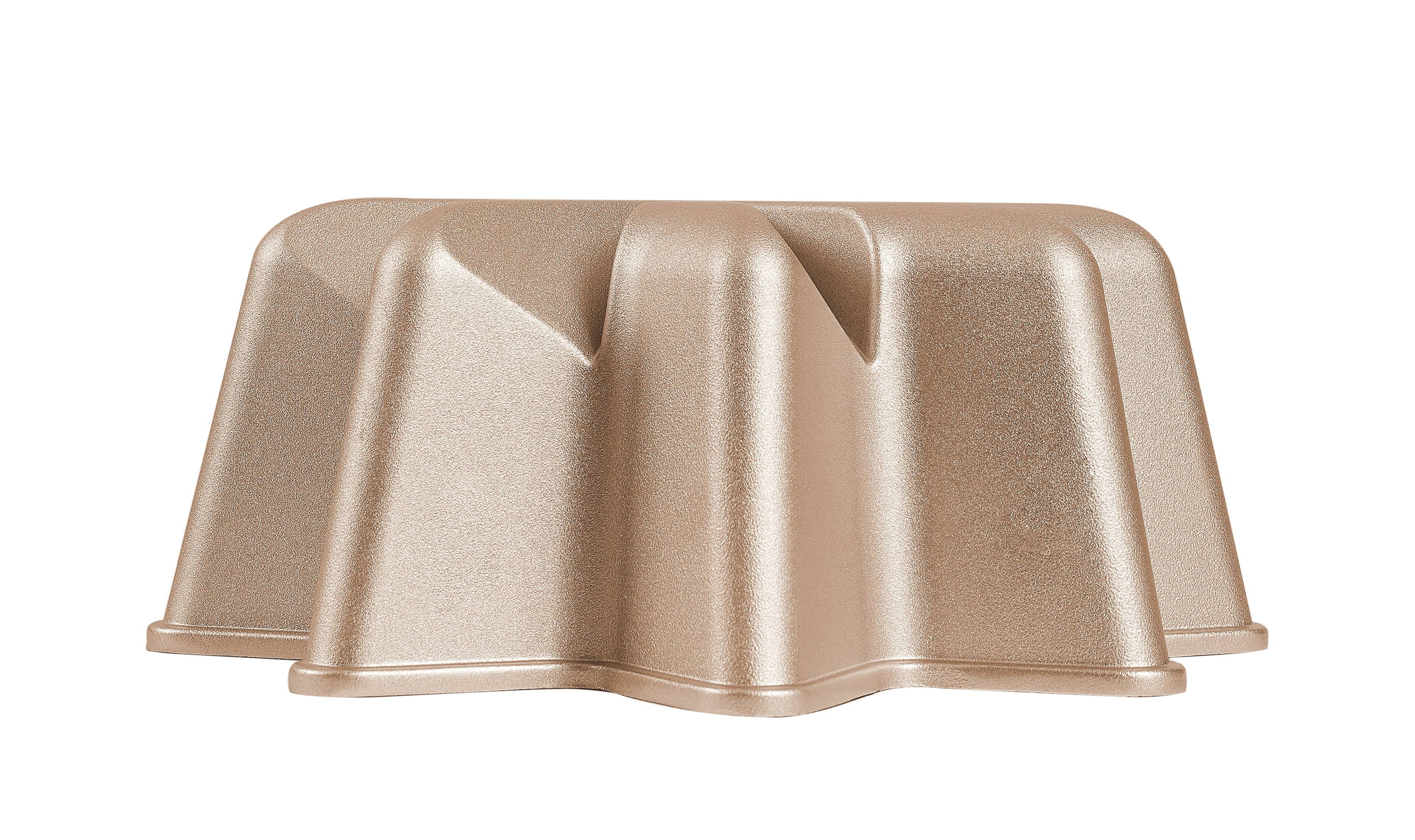 Left. Baker's Secret - Baker's Secret Fluted Cake Pan, Cast Aluminum 2 Layers Nonstick Coating (Nova) - Champagne Gold.