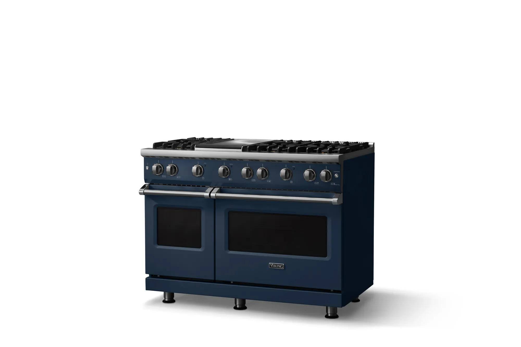 Angle. Viking - Pro 5 Series 6.1 Cu. Ft. Freestanding Sealed 6 Burner Liquid Propane Gas Convection Range w. Griddle - Slate Blue - Slate Blue.