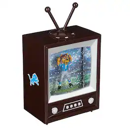 Evergreen Enterprises - Detroit Lions 8" Vintage TV Water Globe Lantern with Mascot - Brown