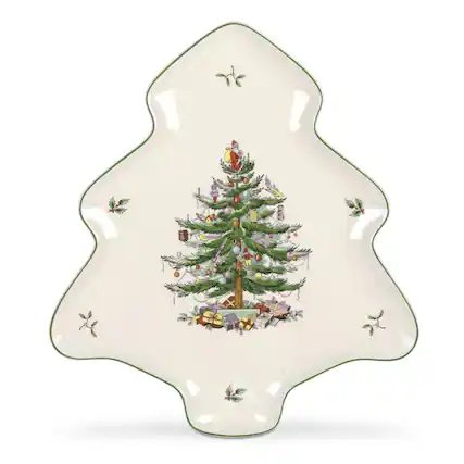 Front. Spode - Spode Christmas Tree, 14-Inch Serving Platter - Multicolor - Multicolored.
