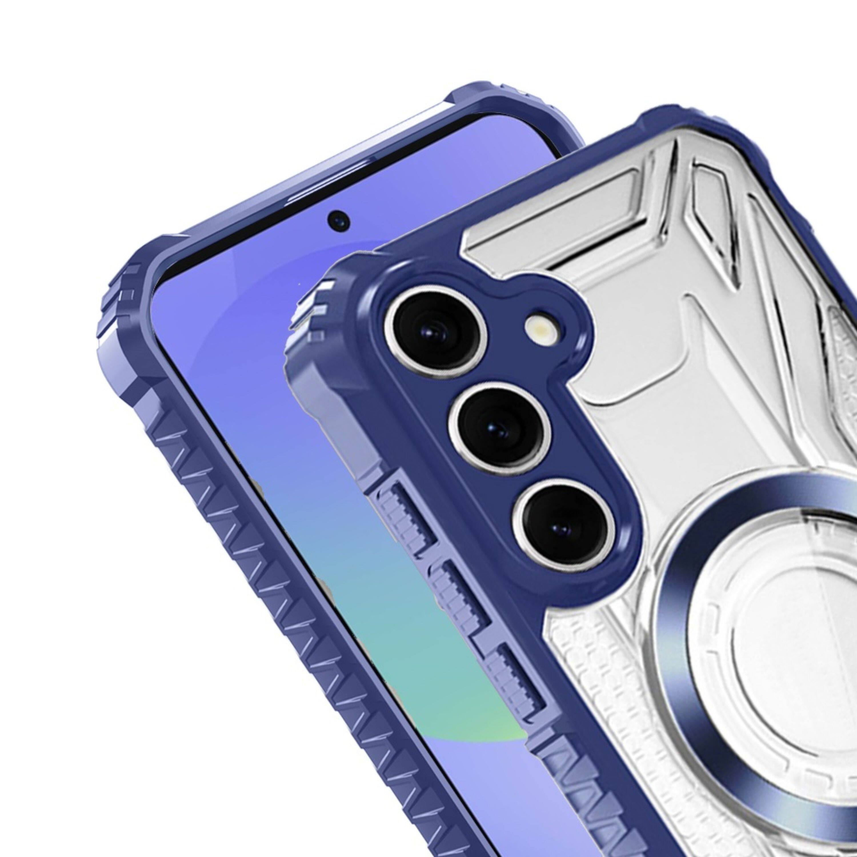 Angle. Kitcheniva - Shock Absorbent Cover Magnetic Circle Phone Case With Tempered Glass For Samsung Galaxy A37 5G Dark Blue - Dark Blue.