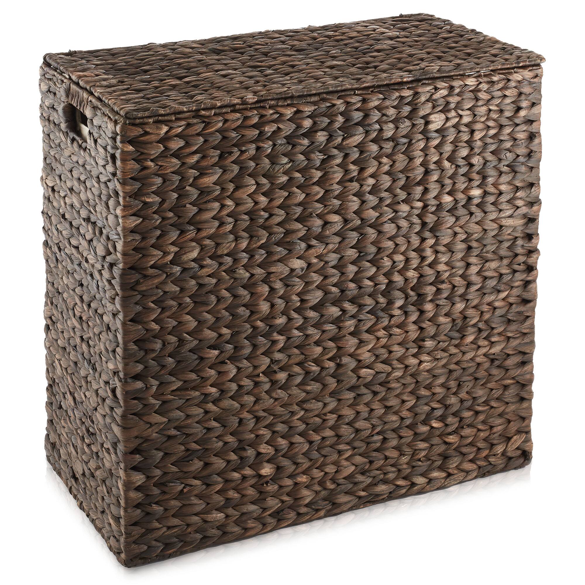 Alt View 2. Casafield - 2-Section Laundry Hamper Basket with Removable Liner Bags for Clothes - Espresso.