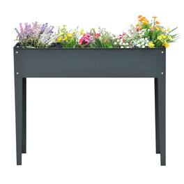 Outsunny - Raised Garden Bed, Elevated Planter Box with Legs and Drain Holes, 39" x 12" x 32" - Gray