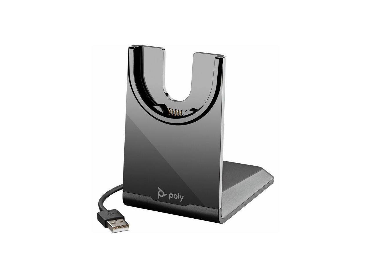 Alt View 1. HP - HP Poly 783R6AA USB-A Charging Stand for Focus 2 and Voyager 4300 UC Series headsets - Black.