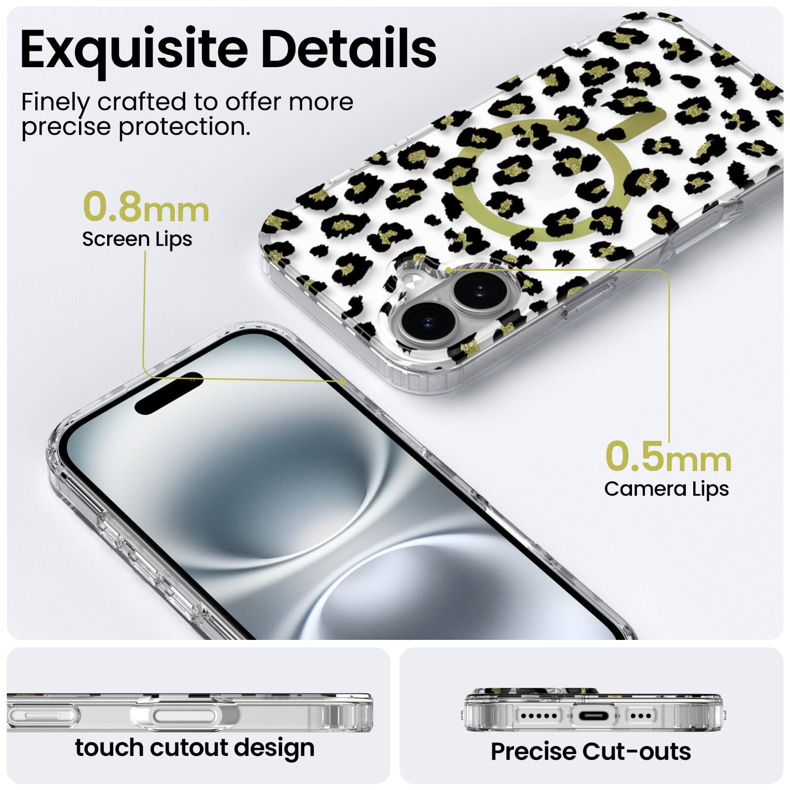 Exquisite Details Finely crafted to offer more precise protection. 0.8mm Screen Lips 0.5mm Camera Lips touch cutout design Precise Cut-outs