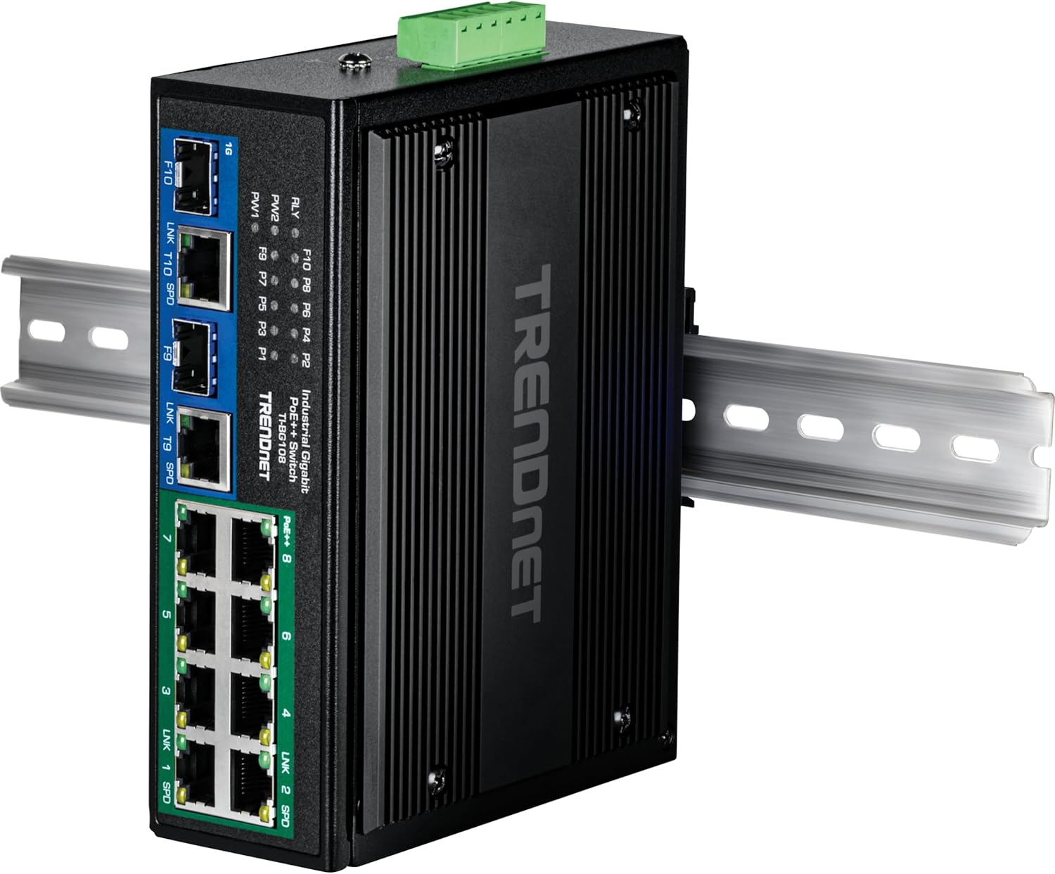 F10 LNK T10 OdS F9 LNK T9 CldS V 5 E LNK 1 SPD 10 PW1 bMS ALY 0 3 FO e 0 F10 P7 e PB F9P7 P5P3P P3 Sd ..... a F10P8P6P4 PB P4 &d TRENDNET TI-BG b0E++ Industrial 10/8 Switch Gigabit Pel++ 8  & LNK 2 OdS TRENDNET