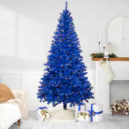 Northlight - Pre-Lit Medium Pine Artificial Christmas Tree - 6' - Royal Clear Lights - Blue