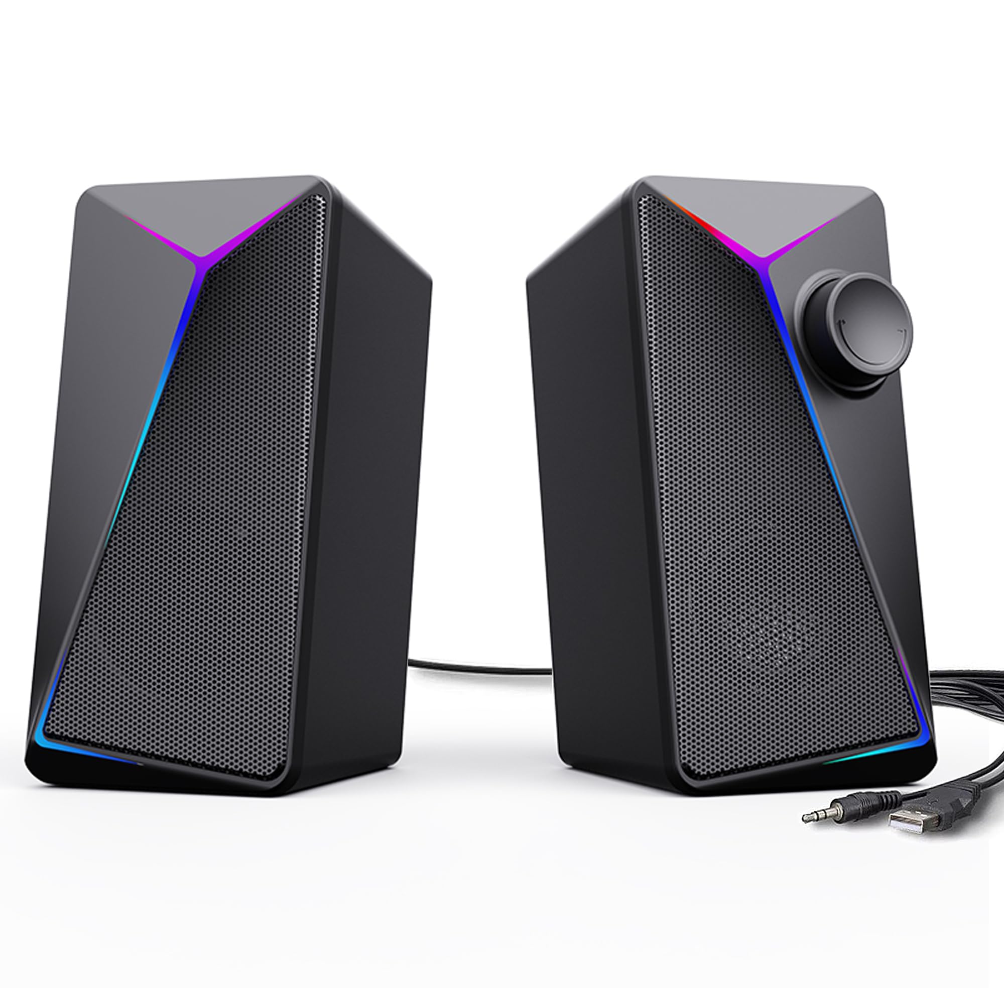 Front. Dazzling Pops - Computer Speakers Gaming Pc With Enhanced Bass And Volume Control Stereo Usb 3 Aux Multimedia For Laptop - Default.