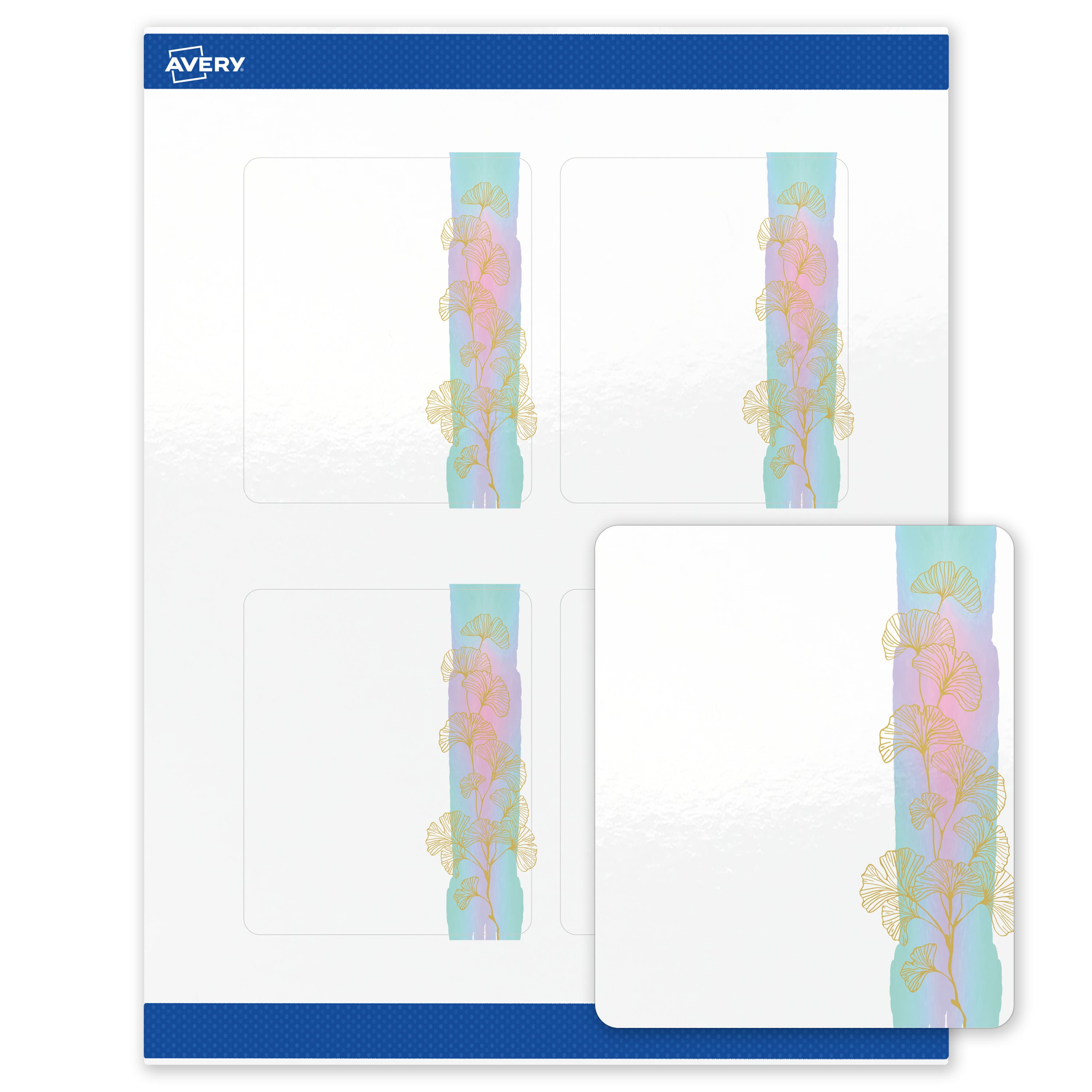 "Avery - Labels, 4"" x 3-1/3"", Glossy Watercolors & Gold Leaves - White" price history on PriceWatchPro