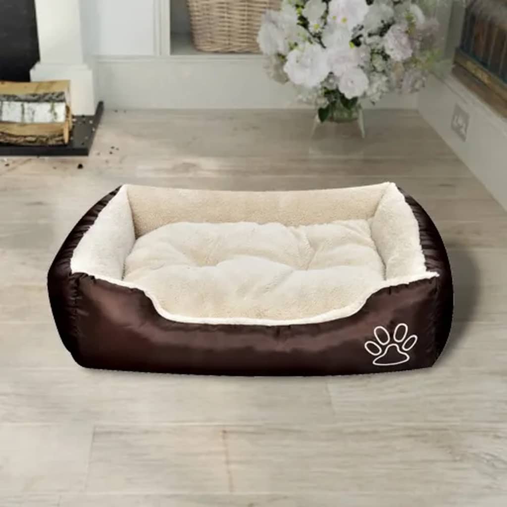 Alt View 1. Boyel Living - XXL Brown and Beige Rectangular Dog Bed with PU Coated Oxford and Faux Fur Durable Non-Slip Design - Brown.