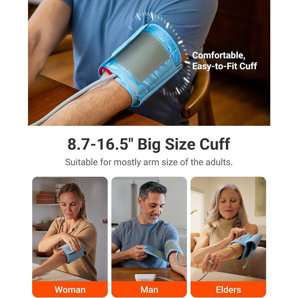 Artery Comfortable, Easy-to-Fit Cuff 8.7-16.5" Big Size Cuff Suitable for mostly arm size of the adults. Woman Man Elders

8.7-16.5" Big Size Cuff  
Suitable for mostly arm size of the adults.

Comfortable, Easy-to-Fit Cuff

Woman  
Man  
Elders