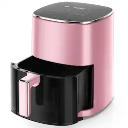 Sweetcrispy - 6 Quart Compact Air Fryer, 12-in-1 Square Airfryer with View Window and Touchscreen, Air Fry, Roast, Bake, Dehydrate - Pink