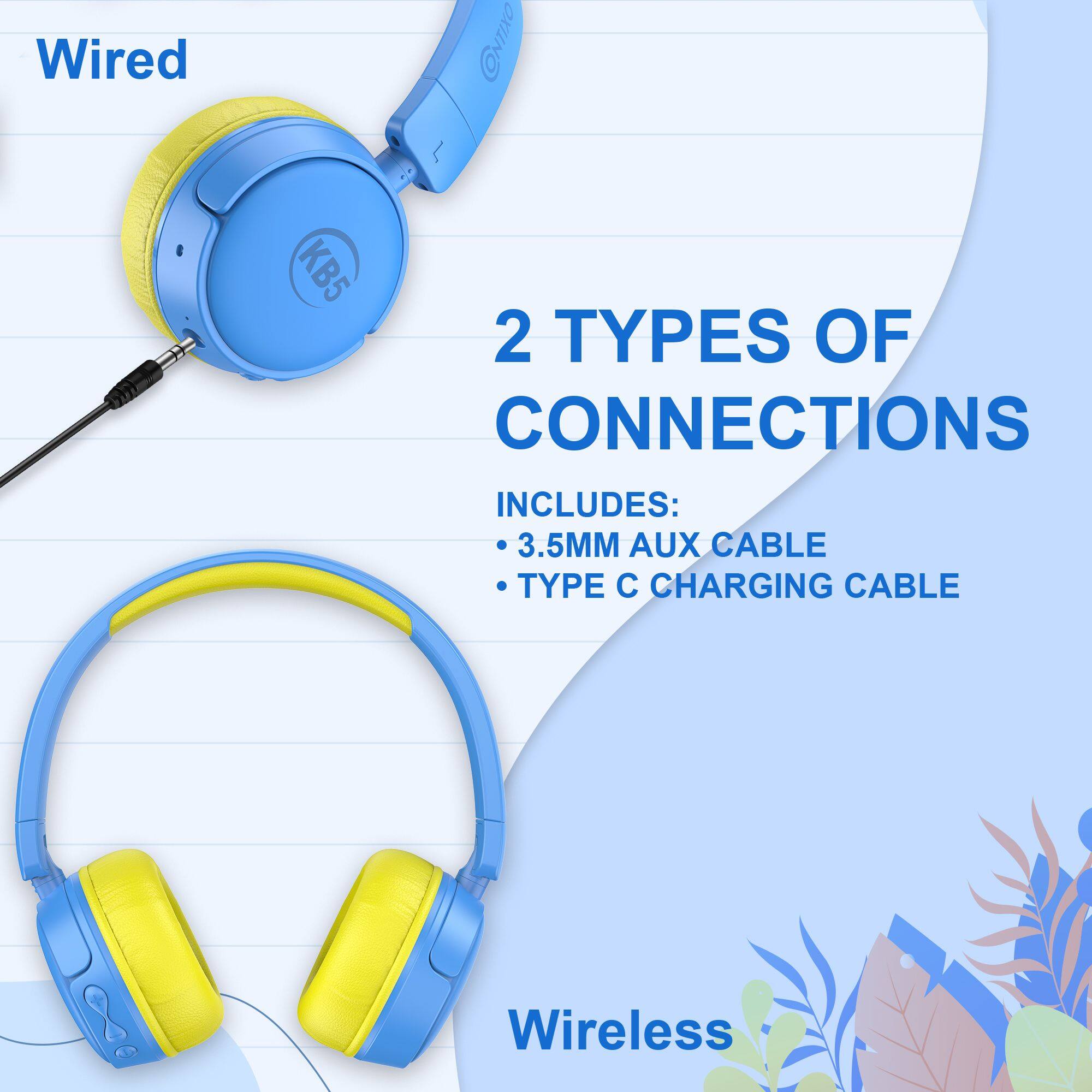 Wired

2 TYPES OF CONNECTIONS

INCLUDES:
- 3.5MM AUX CABLE
- TYPE C CHARGING CABLE

Wireless