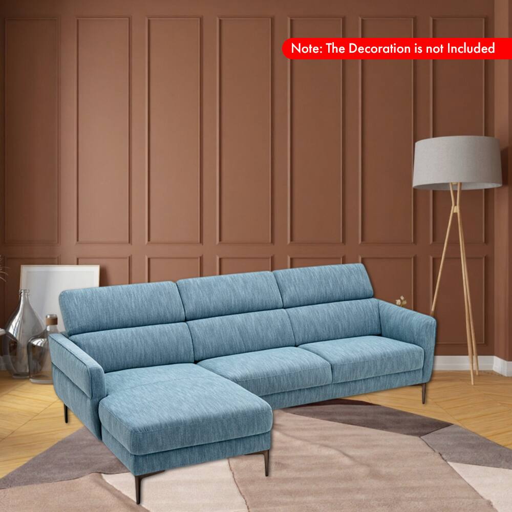 Angle. Hivvago - L-Shaped Sectional Couch with Triple Adjustable Headrests - Blue.