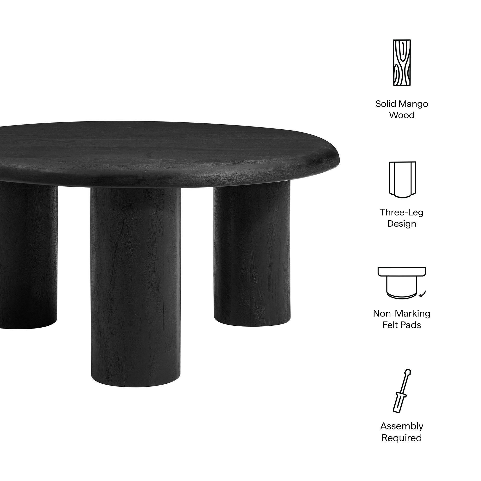 Solid Mango Wood  
Three-Leg Design  
Non-Marking Felt Pads  
Assembly Required