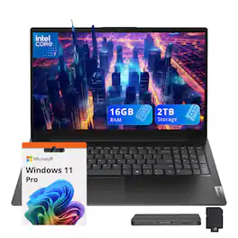 Lenovo - V15 Gen 5 15.6" FHD Laptop,Intel Core 7 240H,16GB RAM,1TB SSD+1TB Docking Station,Intel Graphics,Win 11 Pro - Black