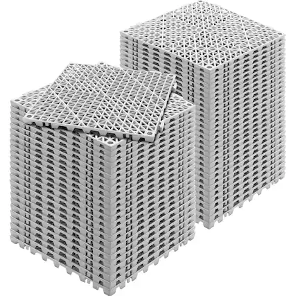 Front. VEVOR - Interlocking Tile 55PCS Grey, Drainage Tiles 12" x 12"x 0.6 Splicing, Soft PVC Interlocking Floor Tiles - Gray.