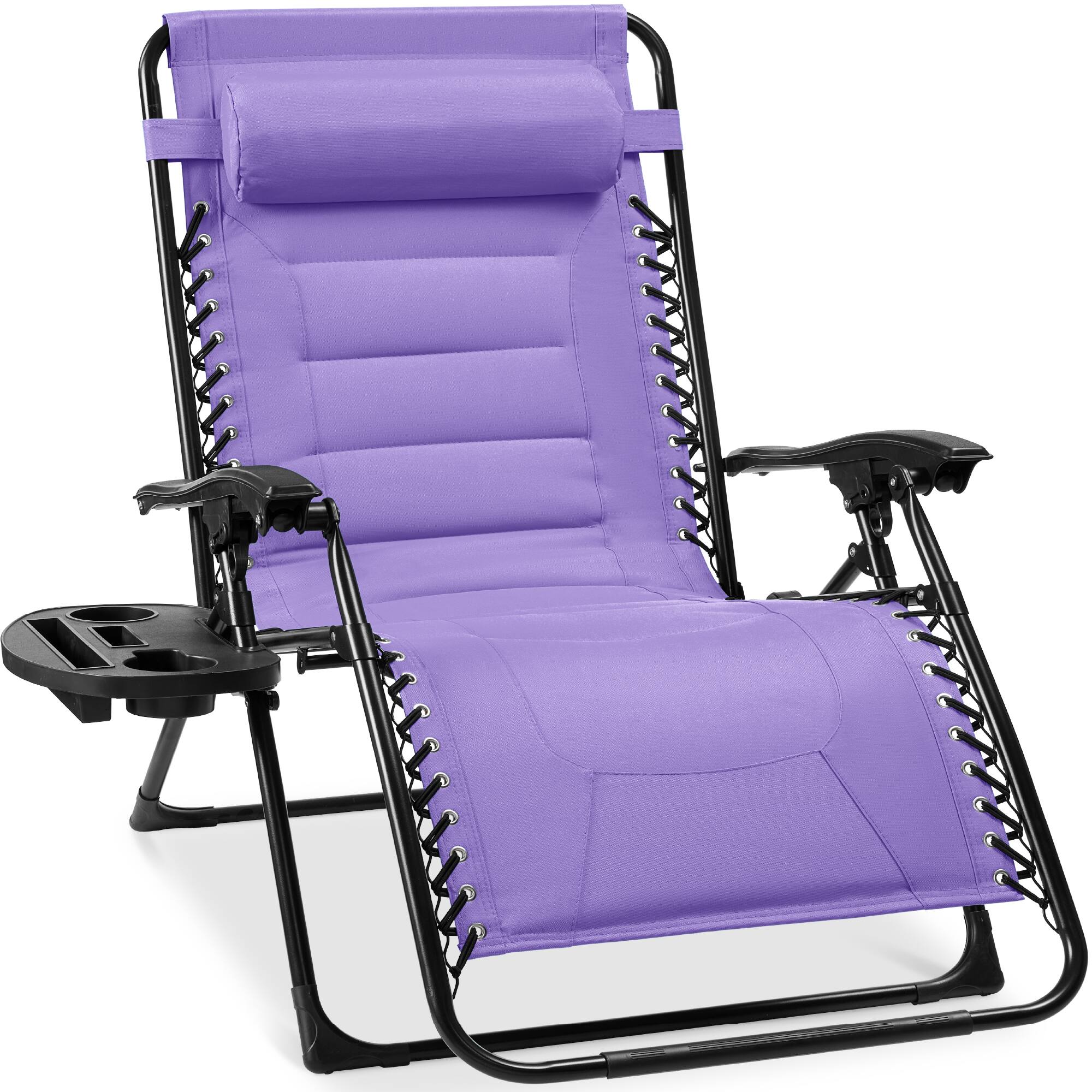Front. Best Choice Products - Best Choice Products Oversized Padded Zero Gravity Chair, Folding Outdoor Patio Recliner w/ Side Tray - Violet - Violet.