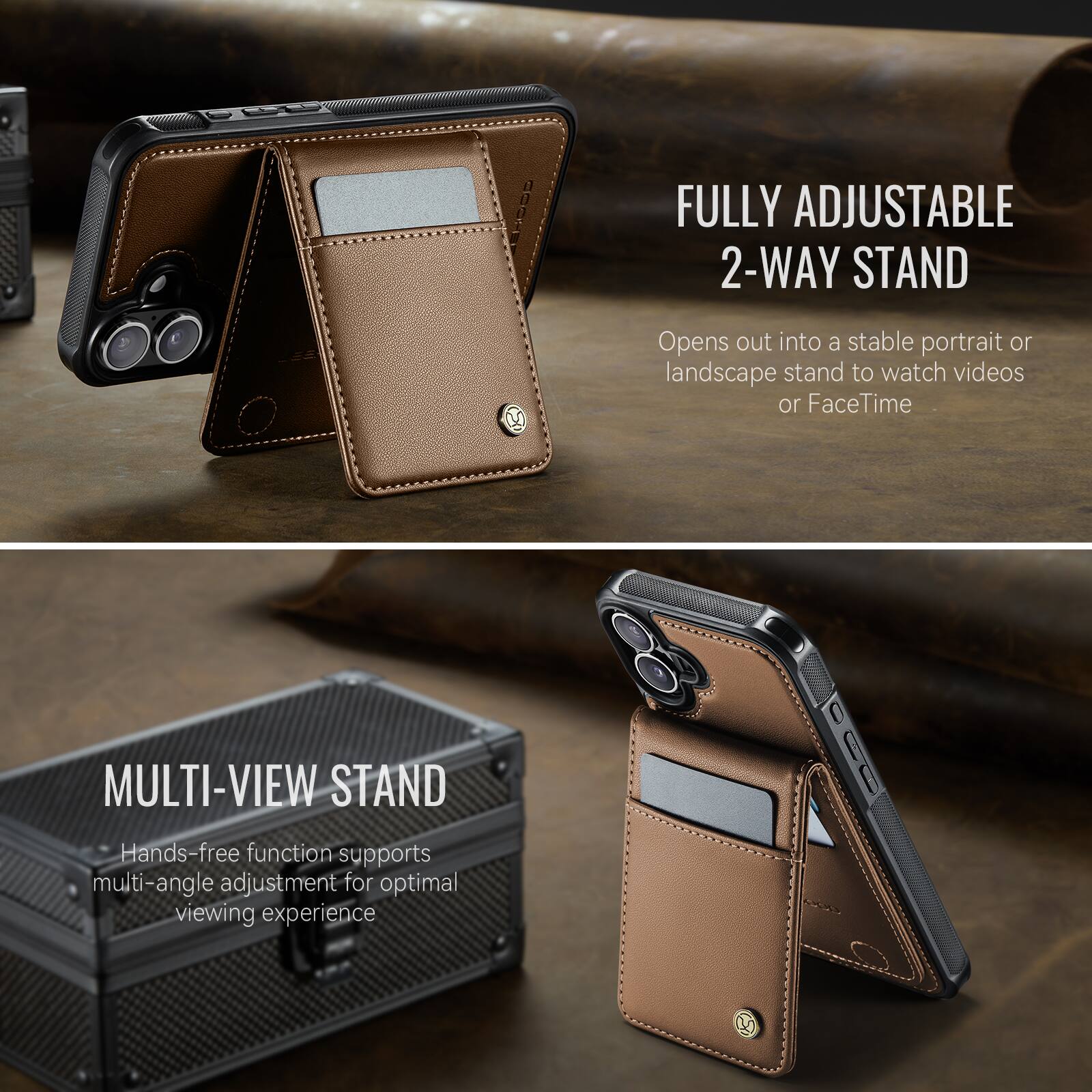 FCDE FULLY ADJUSTABLE 2-WAY STAND M

Opens out into a stable portrait or landscape stand to watch videos or FaceTime

MULTI-VIEW STAND

Hands-free function supports multi-angle adjustment for optimal viewing experience