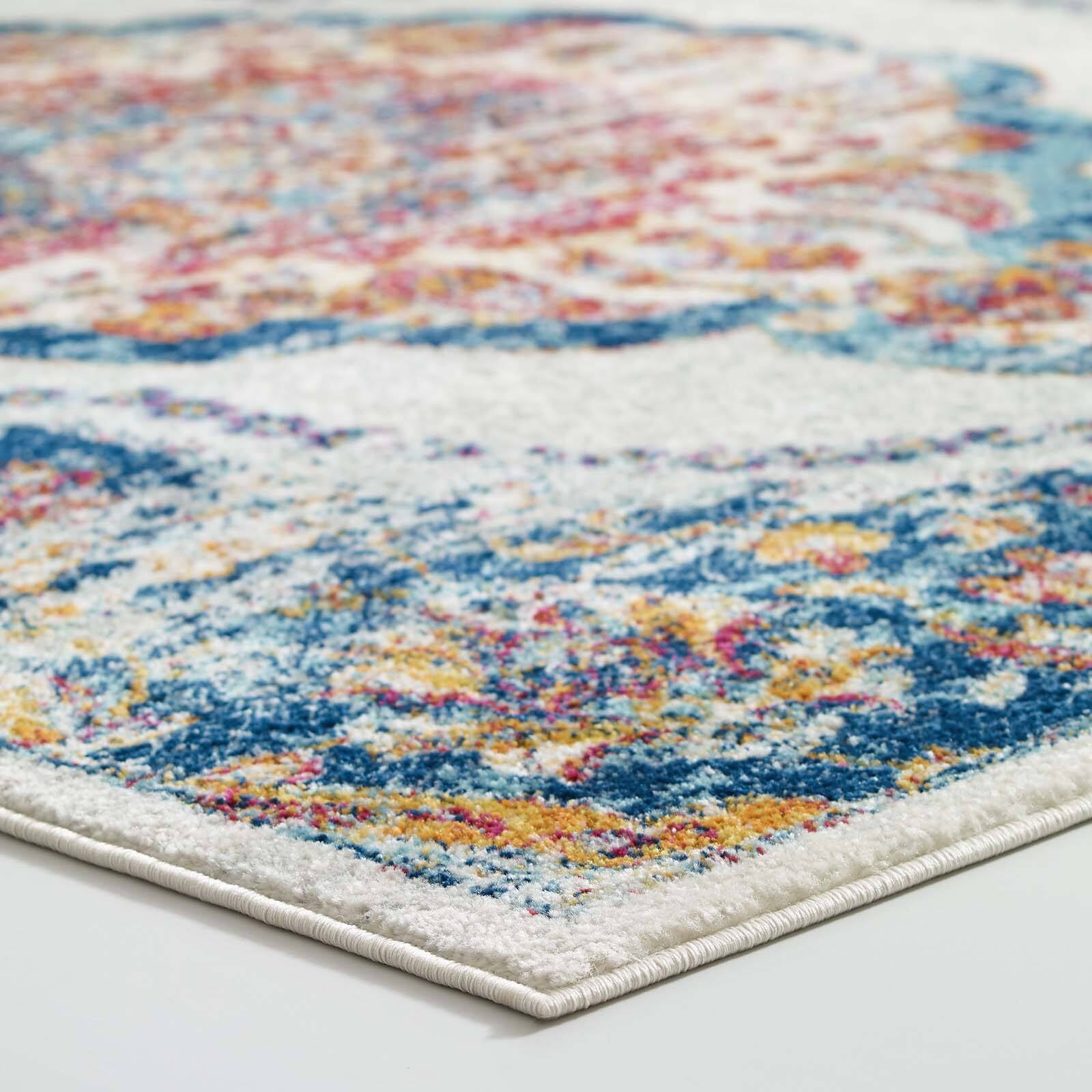 Back. Modway - Entourage Malia Distressed Vintage Floral Vintage Medallion Area Rug - Multicolored.