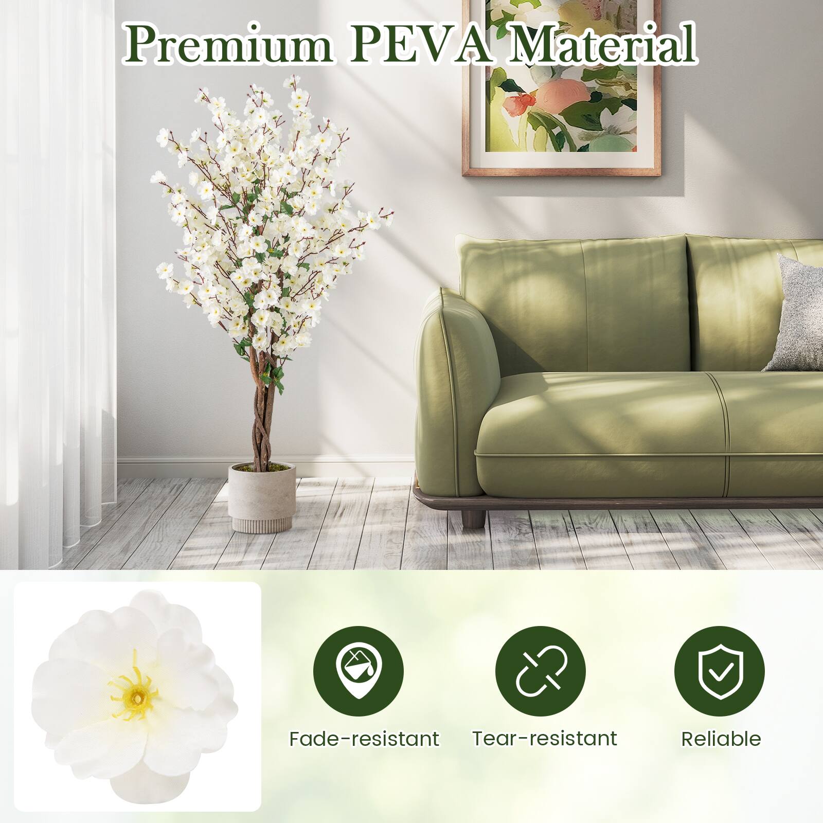 Premium PEVA Material

- Fade-resistant
- Tear-resistant
- Reliable