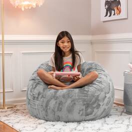 Jaxx - Saxx 3 Foot Bean Bag Chair - Faux Fur - Fun Colors - Silver