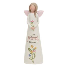BreeBe - True Friend Forever Resin Angel w/Flowers - White