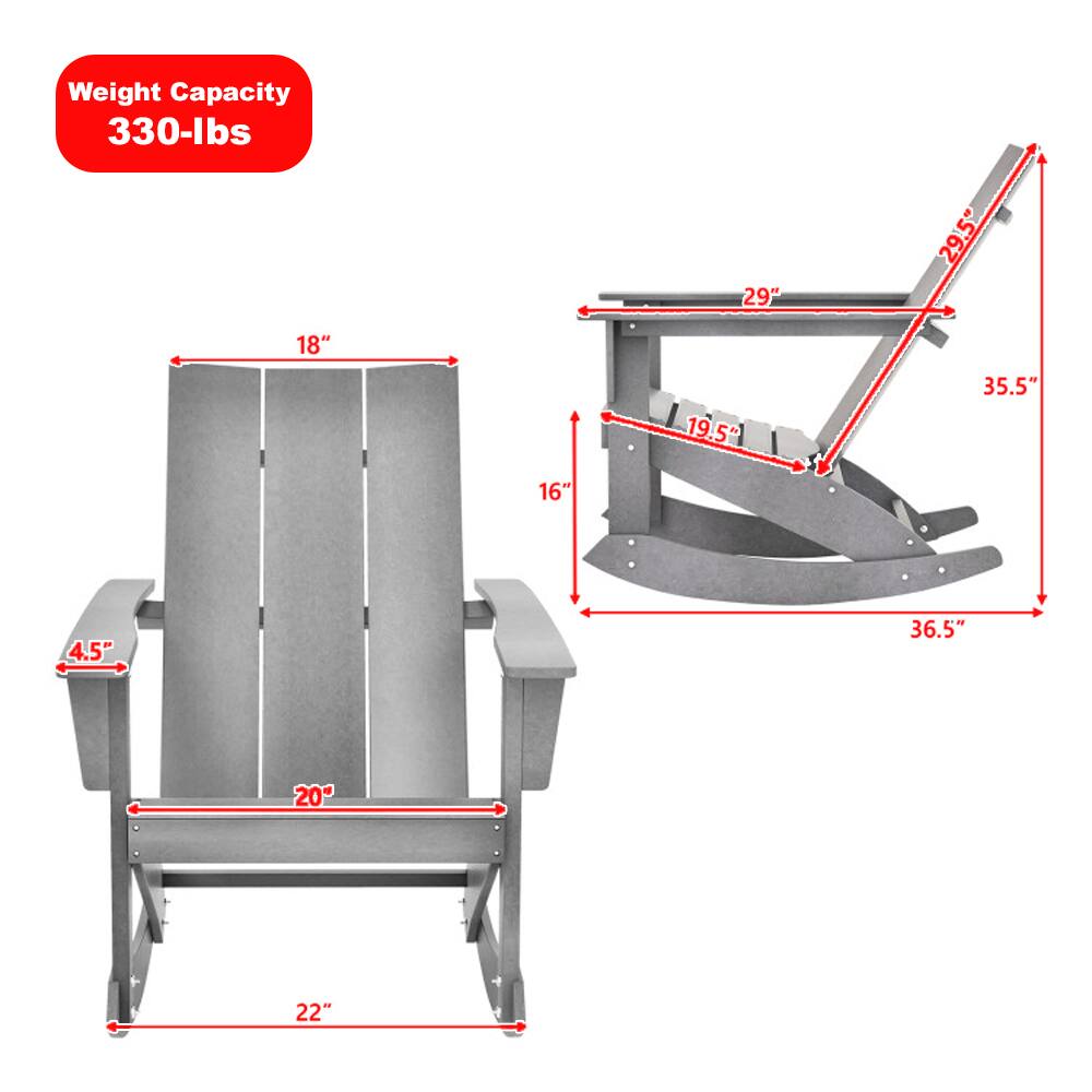 Left. Hivvago - Rocking Adirondack Chair with Ergonomic Curved Back for Patio or Balcony - Gray.