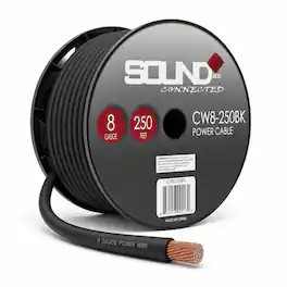 SoundBox - CW8-250BK, 8 Gauge CCA Battery Power / Ground Wire Spool - 250 Ft, Black