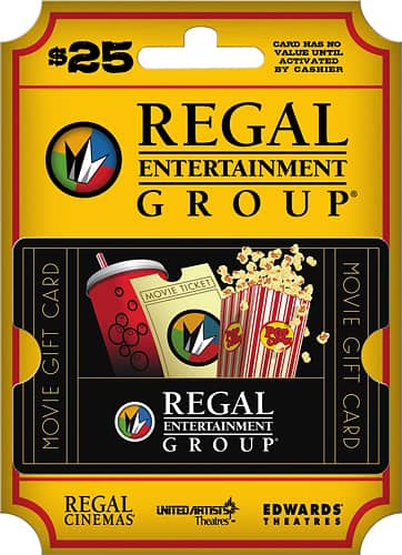 Regal Entertainment Group $25 Gift Card Regal Cinemas $25 - Best Buy Regal Entertainment Group $25 Gift Card Regal Cinemas $25 - Best Buy