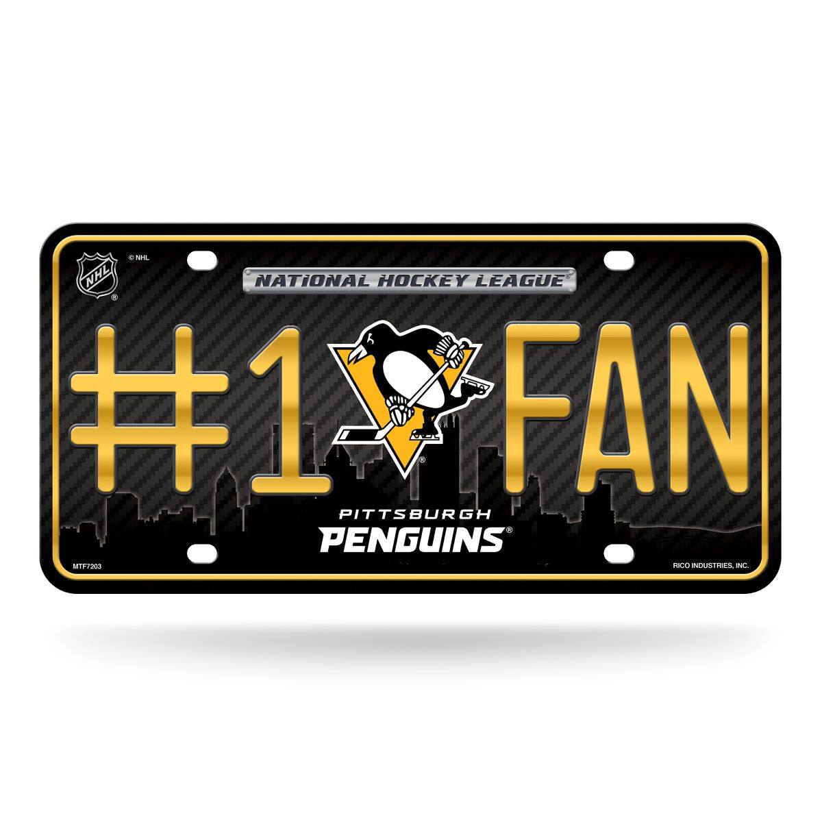 Pittsburgh Penguins #1 Fan Metal License Plate Tag - Number One! Let's Go!!