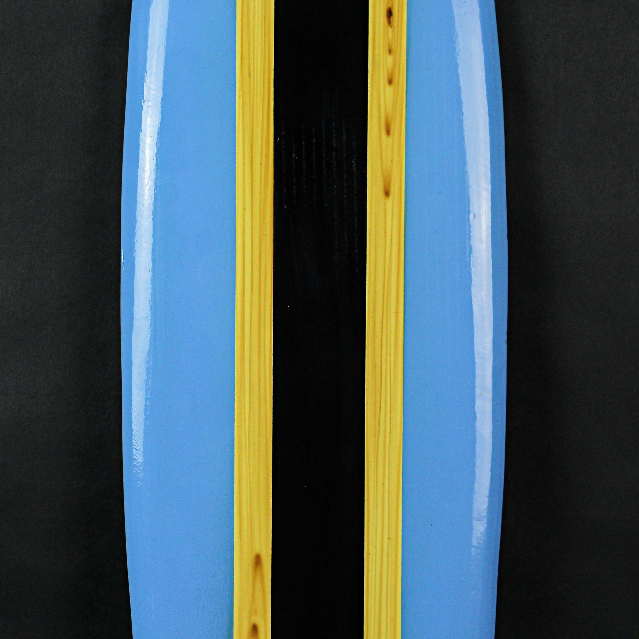 Alt View 4. Chesapeake Bay - Striped Wooden Surfboard Wall Hanging 39 inch Beach Décor - Blue.