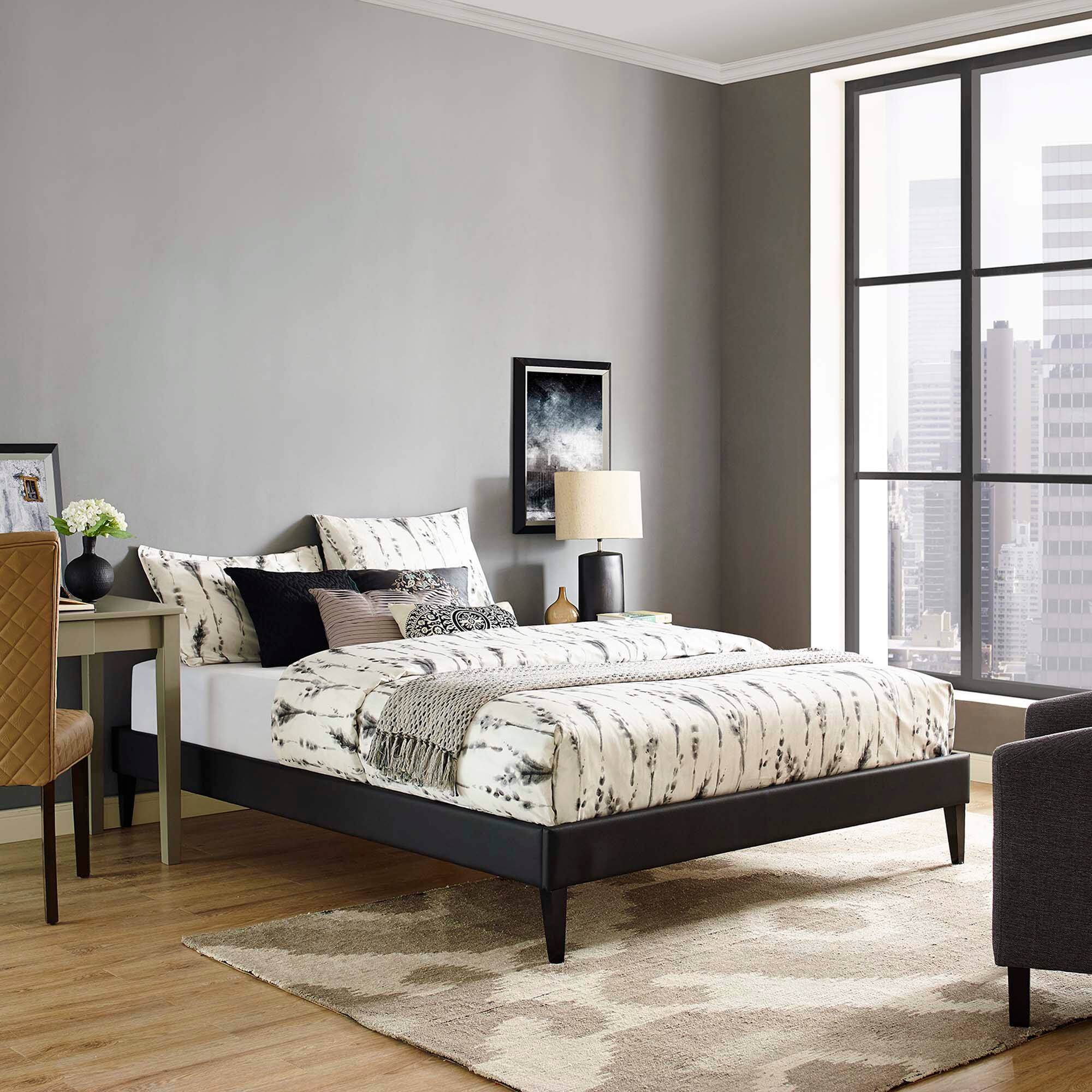 Alt View 2. Modway - Leah Chevron Tufted Performance Velvet Twin Platform Bed - White.