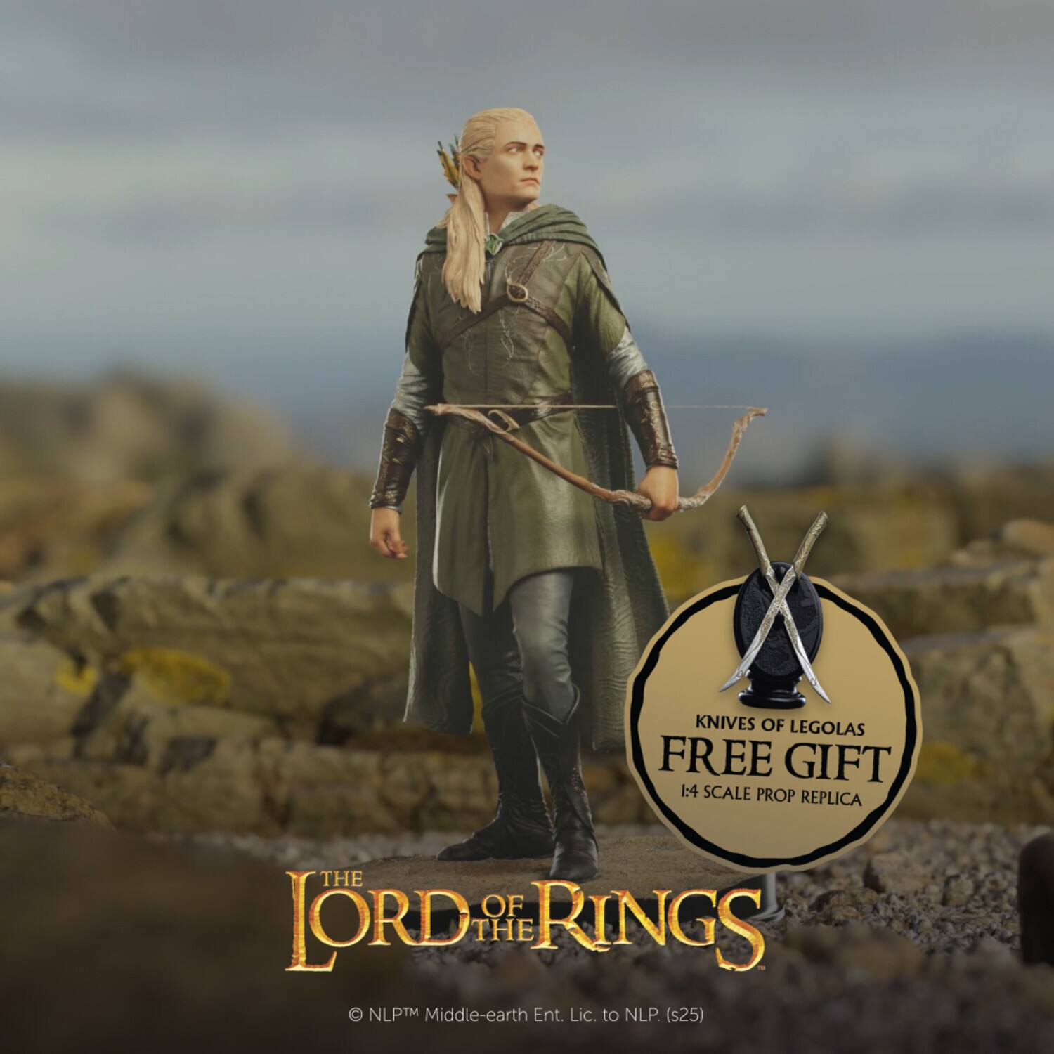 KNIVES OF LEGOLAS  
FREE GIFT  
1:4 SCALE PROP REPLICA  

THE LORD OF THE RINGS  

© NLPTM Middle-earth Ent. Lic. to NLP. (s25)