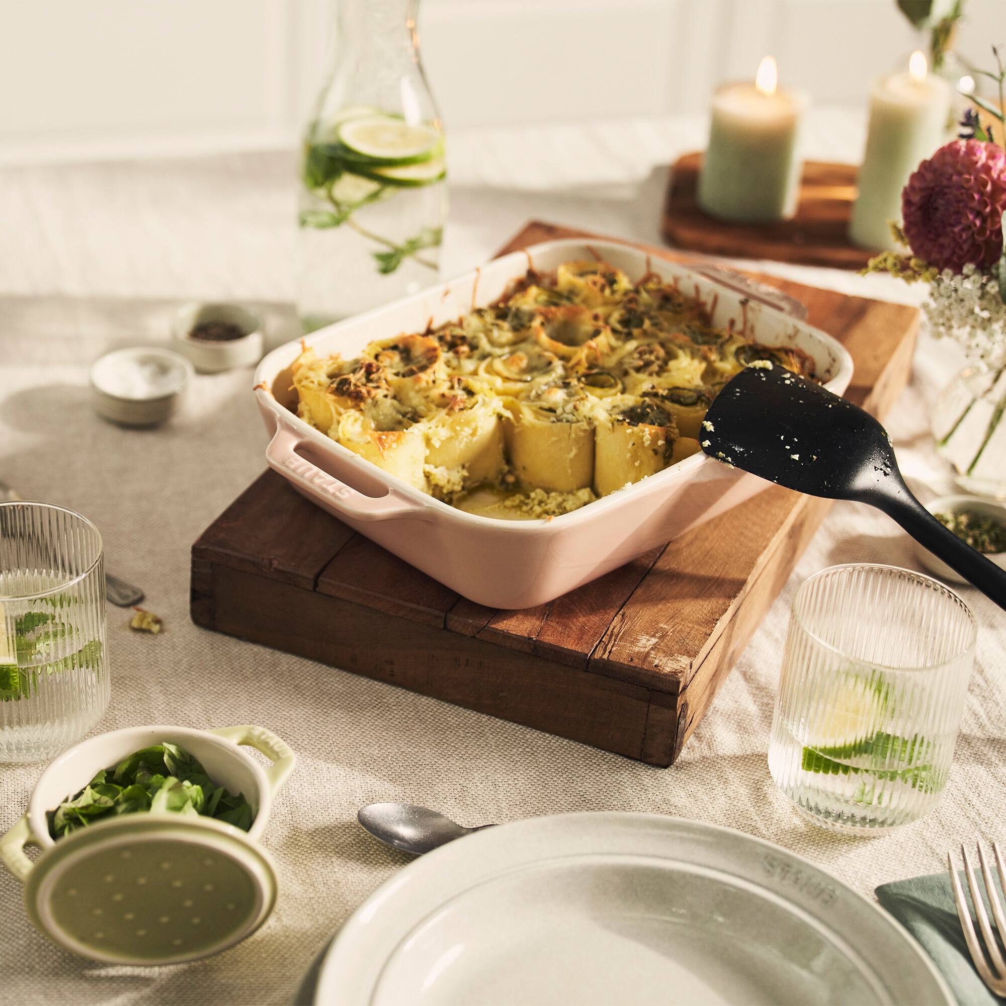 Alt View 4. Staub - Staub Ceramic 2-pc Rectangular Baking Dish Set - Macaron Pastel Pink - Pink.