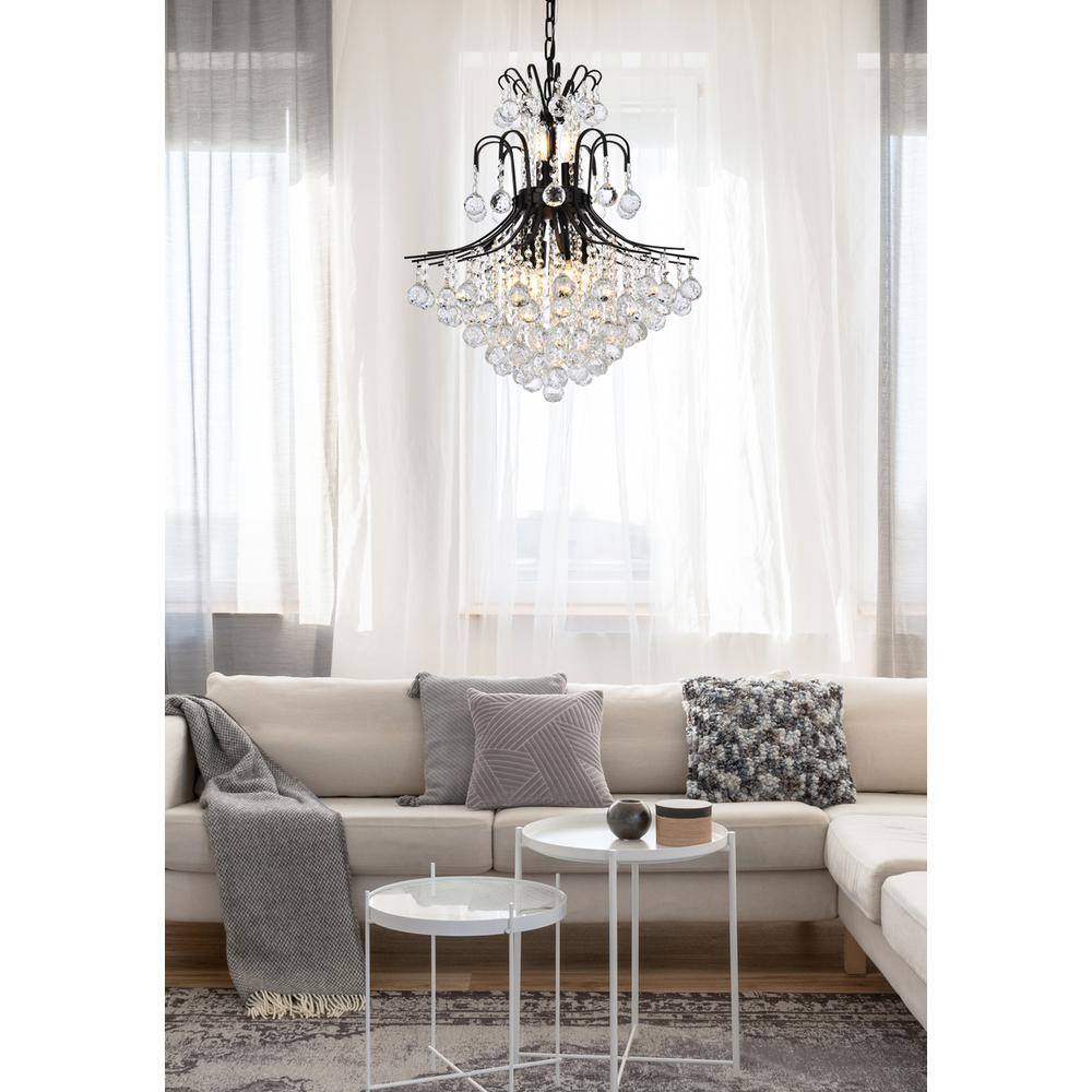 Angle. Elegant Lighting - Toureg 22 inch black chandelier - Black And Clear.