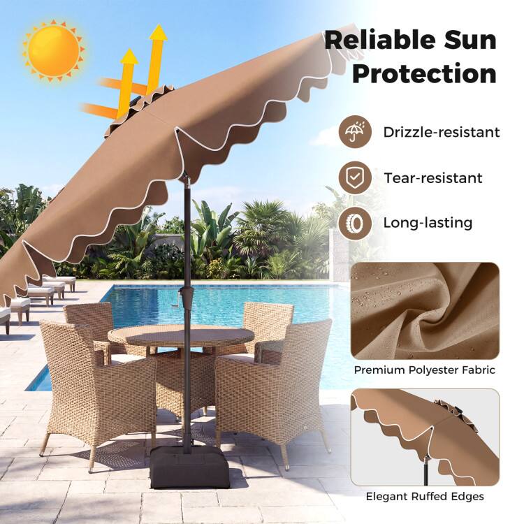 Reliable Sun Protection  
Drizzle-resistant  
Tear-resistant  
Long-lasting  
Premium Polyester Fabric  
Elegant Ruffed Edges