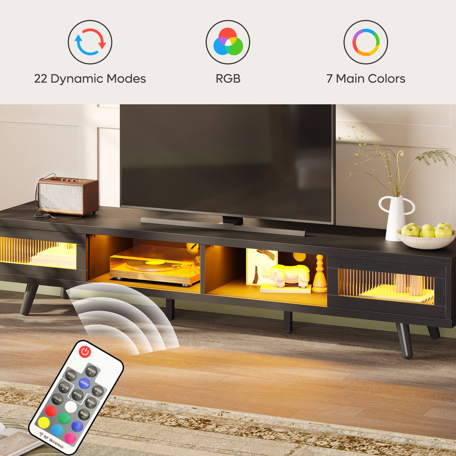 22 Dynamic Modes  
RGB  
7 Main Colors  

Wireless