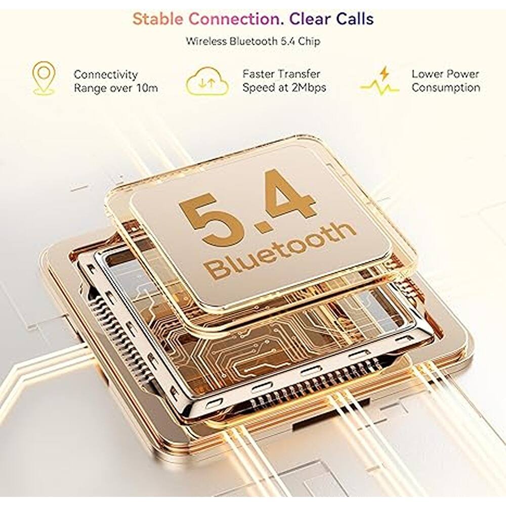 Stable Connection. Clear Calls  
Wireless Bluetooth 5.4 Chip  
Connectivity Range over 10m  
Faster Transfer Speed at 2Mbps  
Lower Power Consumption