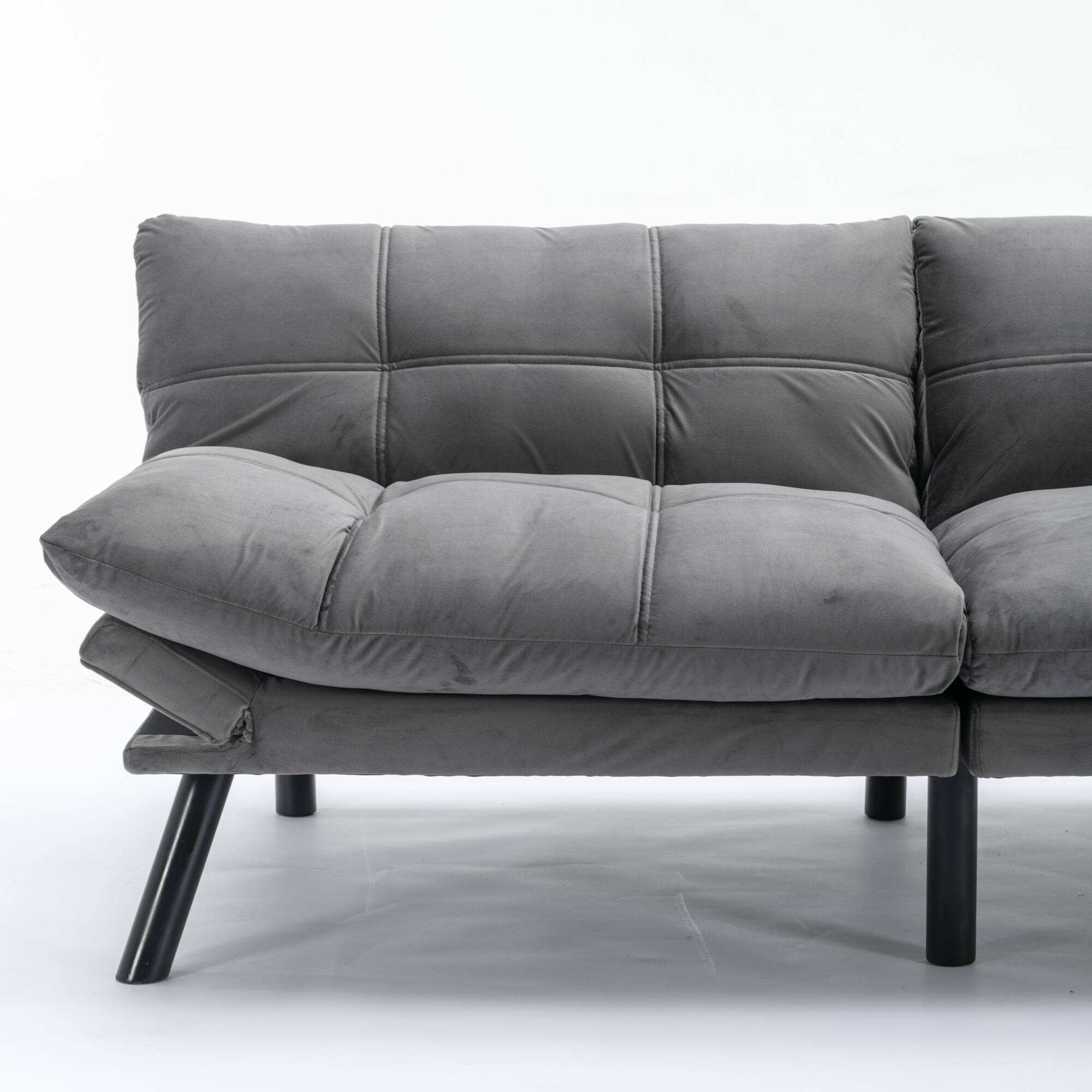 Alt View 9. GOODSILO - Convertible Folding Sofa Bed with Adjustable Armrests and Backrest for Small Spaces - Light Grey.
